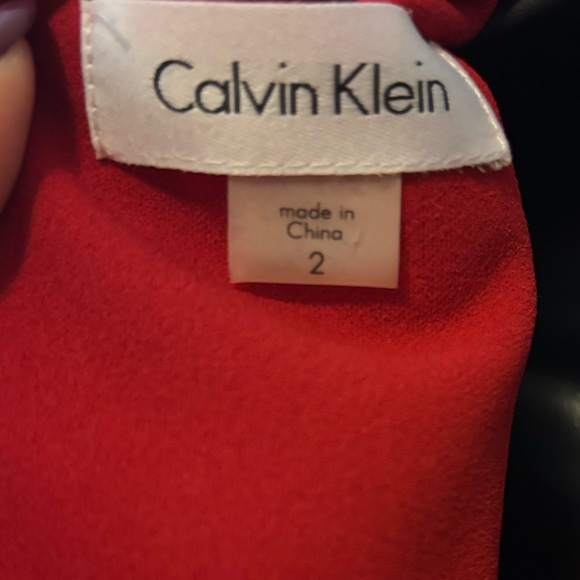 Macy's Red CALVIN KLEIN Keyhole Neck Sleeveless Fitted Sheath Dress Size 2 - Picture 8 of 10